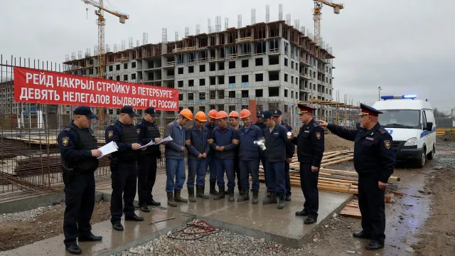 Рейд накрыл стройку в Петербурге. Девять нелегалов выдворят из России